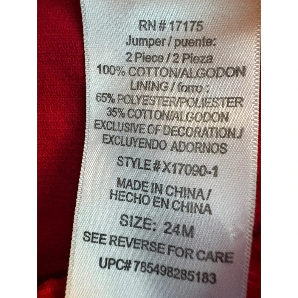 Bonnie Baby Red Corduroy Reindeer Christmas Dress Toddler Girls Size‎ 24M